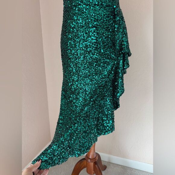 New Dress The Population Alexis sequin midi dress in emeralds green holiday sz M - Picture 15 of 16